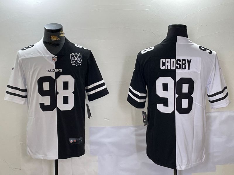 Men Oakland Raiders 98 Crosby Black White Nike 2024 Limited NFL Jersey style 2